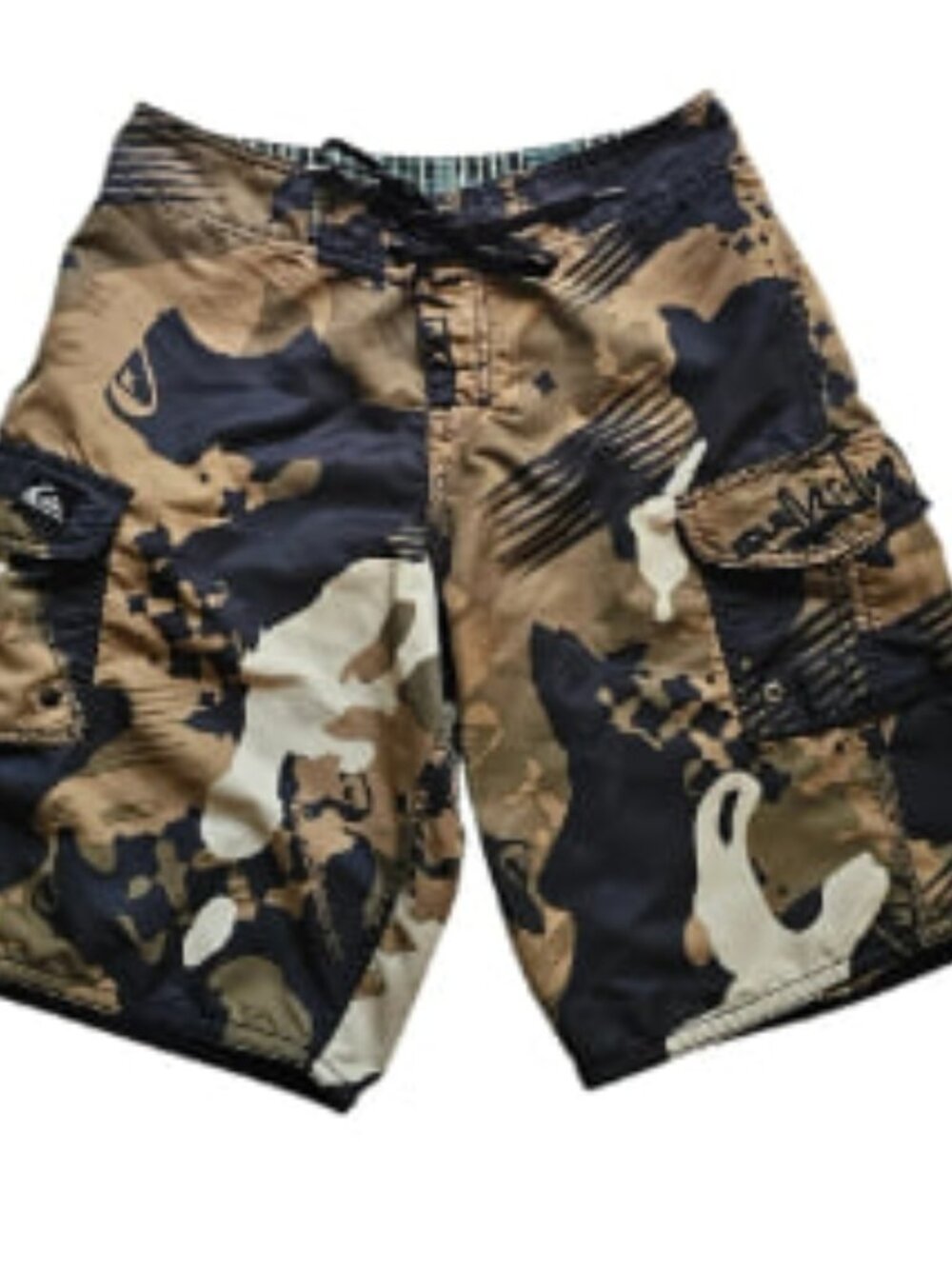 Vintage Quiksilver Men's Camo Cargo Board Shorts - Brown/Black